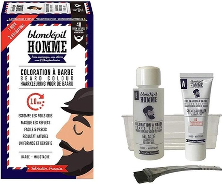 Blondépil Homme Blonde Homme Barborn Beard and Mustache, Natural Brown, 60g