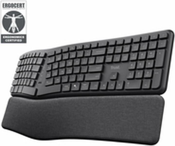 Actual product image Trust KEYRA Ergo Multi Wireless Keyboard US (Eng. Int., Wireless)