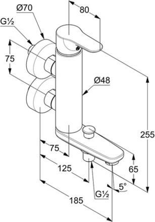 Produktbild Kludi WF u Brause-Einhandmischer OBJEKTA DN 15 Ver Blockarmatur Stm 75mm chrom