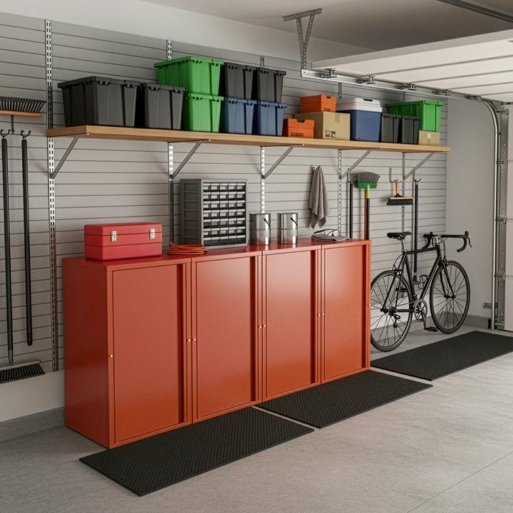 Actual product image En.Casa Metallschrank Burlöv Stahl Ziegelrot (88 x 40 x 35 cm)