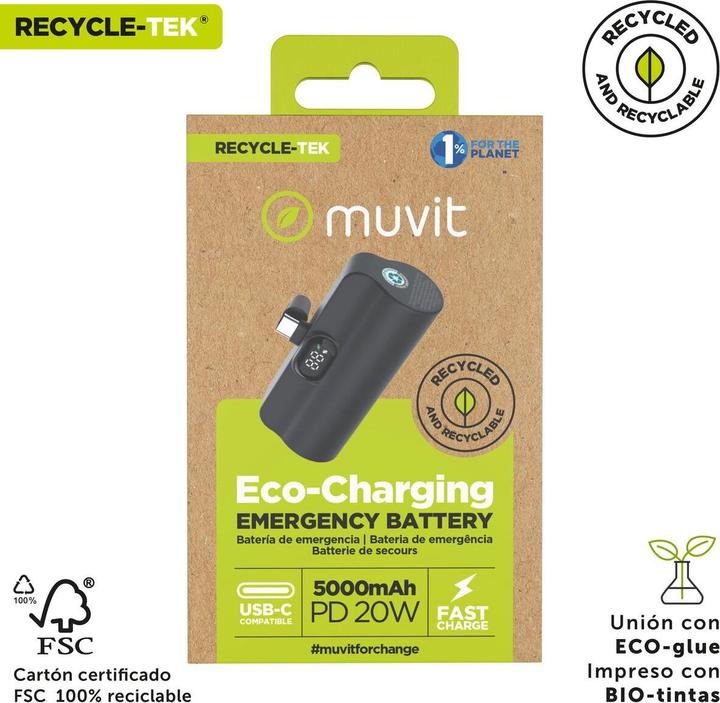 Immagine prodotto Muvit Powerbank for Change DP53D-R-PD Schwarz 5000 mAh (5000 mAh, 20 W)