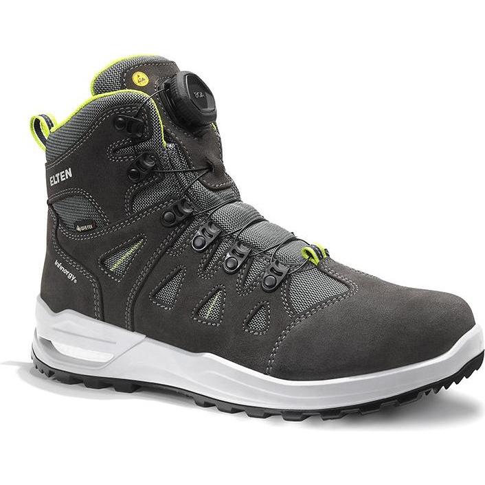 Elten Berufsstiefel RILEY XXF BOA GTX grey-lime Mid ESD O2 WR CI Gr. 48 (O2, 48) (204016)