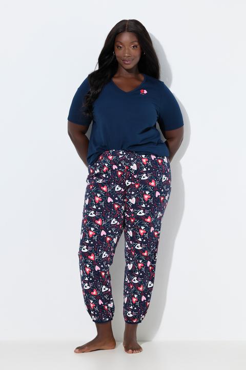 Produktbild Ulla Popken Pyjama, Herzen, V-Ausschnitt, Halbarm (58, 60)