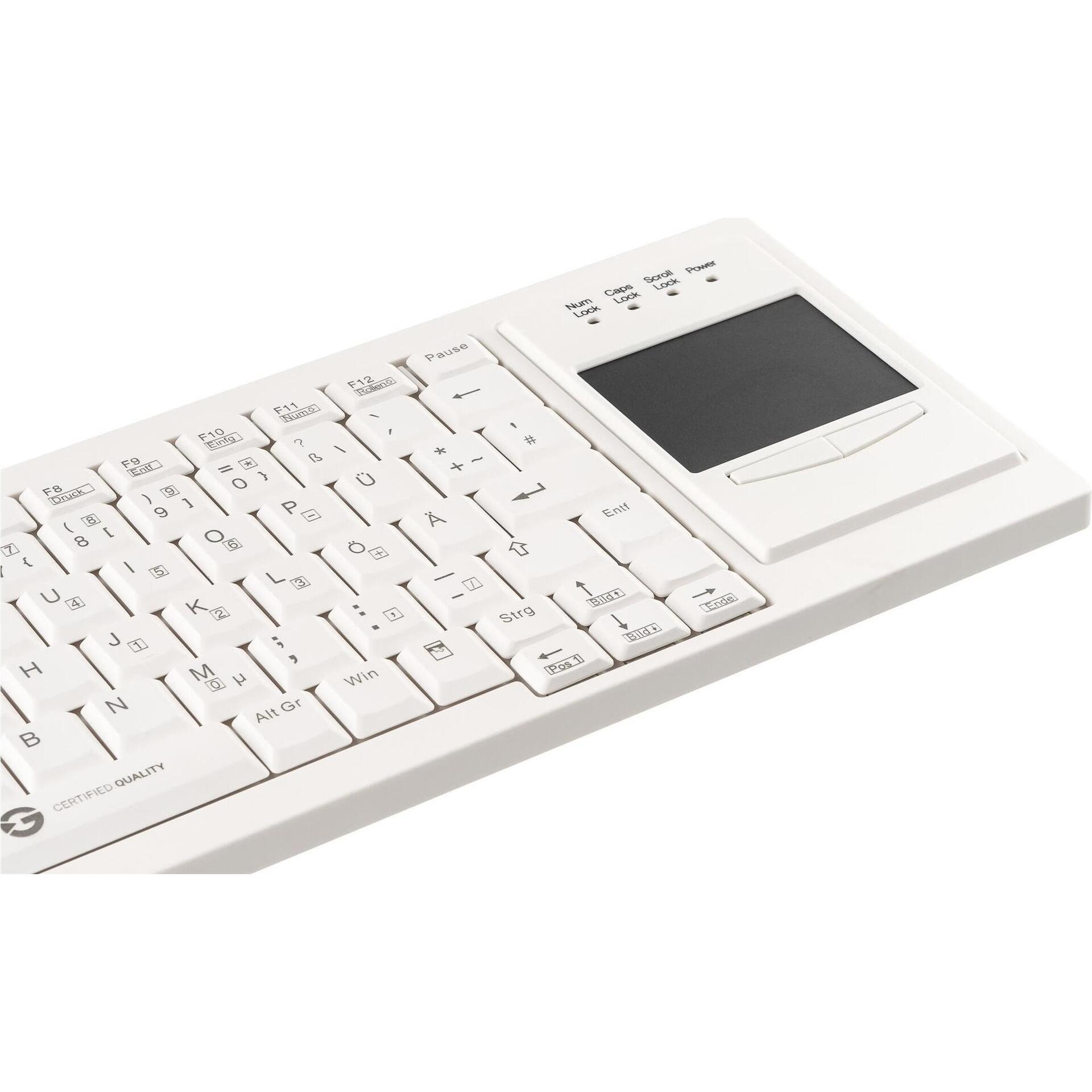 Thumbnail - Gett Cleantype Xtra Touch Tastatur mit Touchpad USB Farbe weiss Layout DE (DE, Kabelgebunden), Tastatur, Weiss