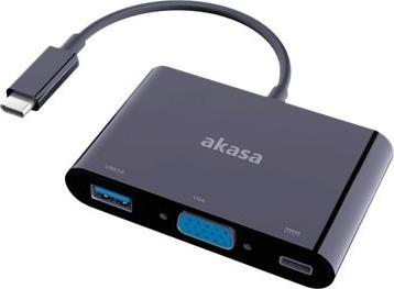Produktbild Akasa Typ-C zu VGA Konverter mit USB 3.0 Typ-A-Port (USB 3.1, VGA, USB 3.0, 15 cm)