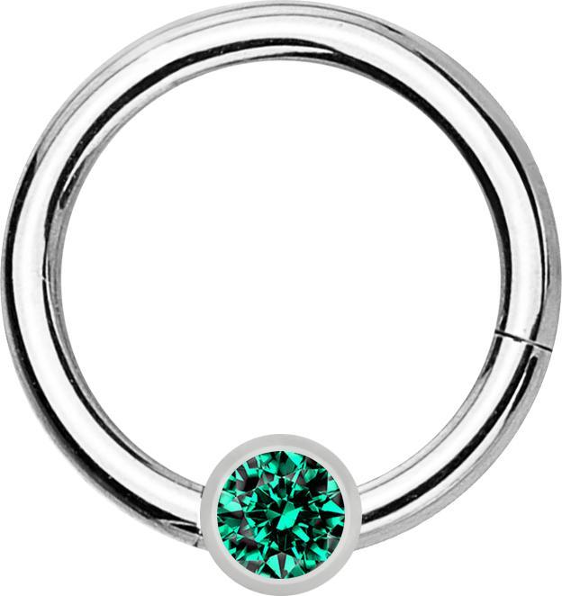 Actual product image Star Piercing Micro segment ring hinged silver with ball crystal turquoise (Surgical steel 316L, without brass)