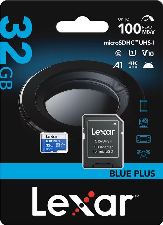 Produktbild Lexar MEMORY MICRO SDXC 32GB UHS-I/W/A LMSBLPL032G-BNANG (32 GB, microSDHC, microSDXC, U1, UHS-I)