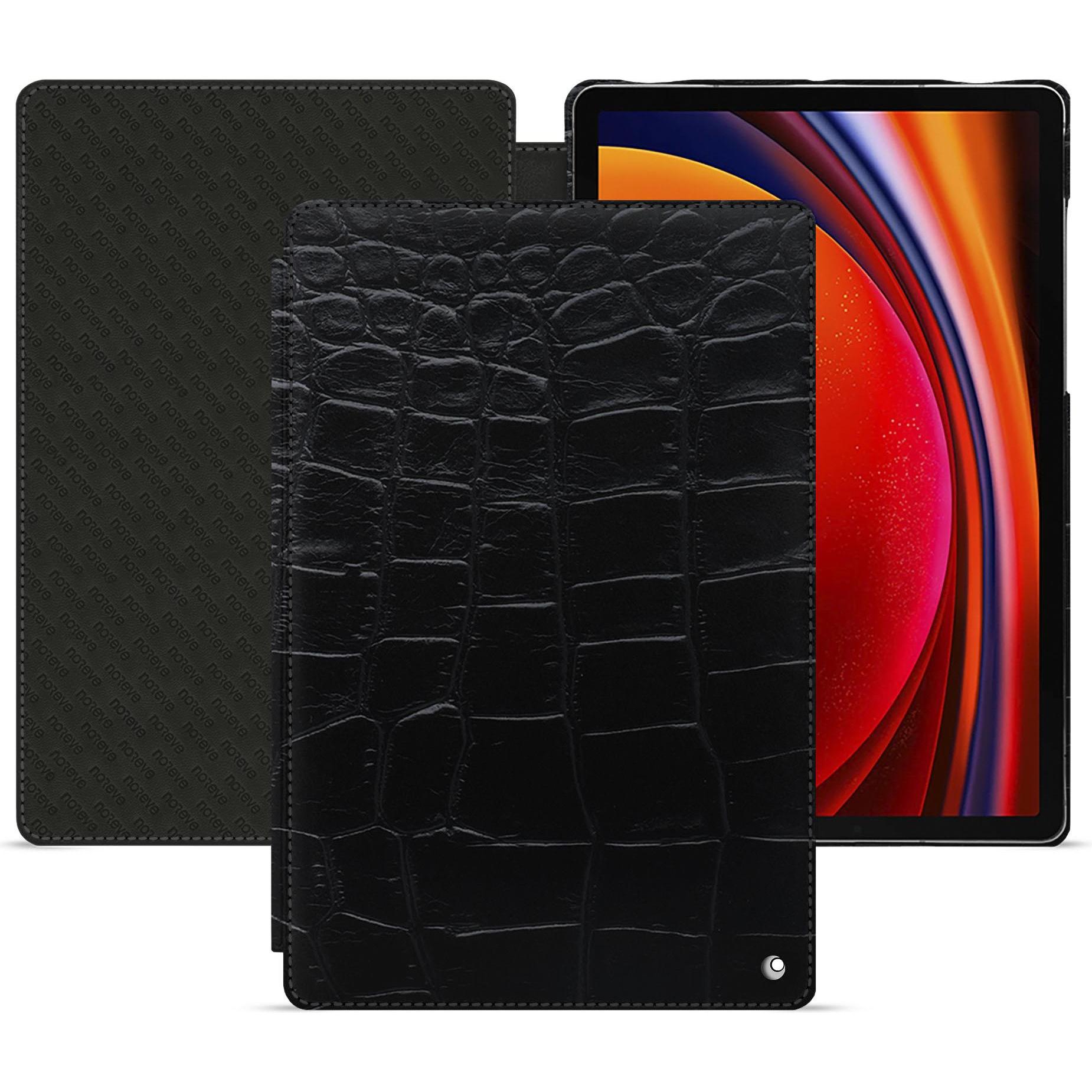 Noreve Lederschutzhülle horizontal (Galaxy Tab S9), Tablet Hülle, Schwarz