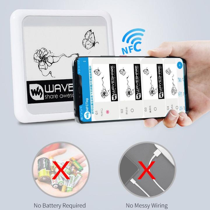 Actual product image WaveShare 4.2inch passive NFC powered e-Ink / e-Paper display