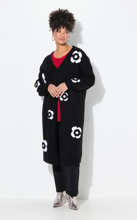 Produktbild Miamoda Strickjacke, Straight Fit, Blüten-Streifen, Langarm (50, 52)