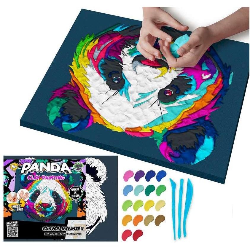 Thumbnail - Splat Planet Clay painting on canvas 30x40cm - Panda (777682)