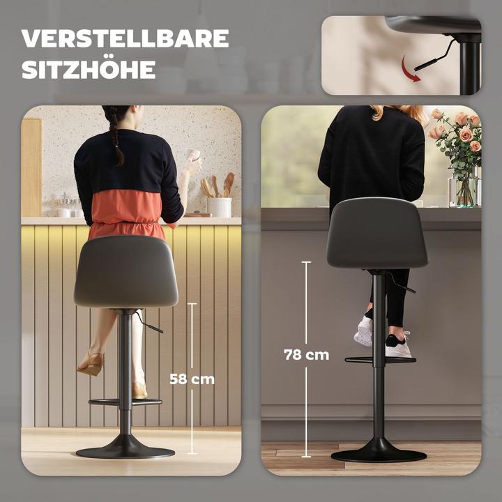 Produktbild Homcom Barhocker Kunstleder, Stahl Schwarz