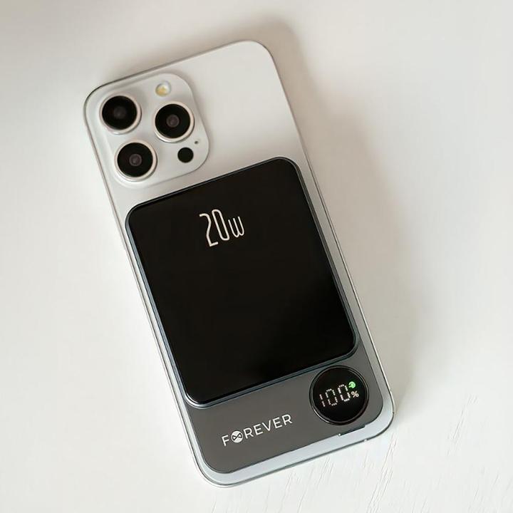 Immagine prodotto Forever power bank wireless MATB-200 20W PD 5000 mAh magnetico nero (5000 mAh, 20 W, 18.50 Wh)