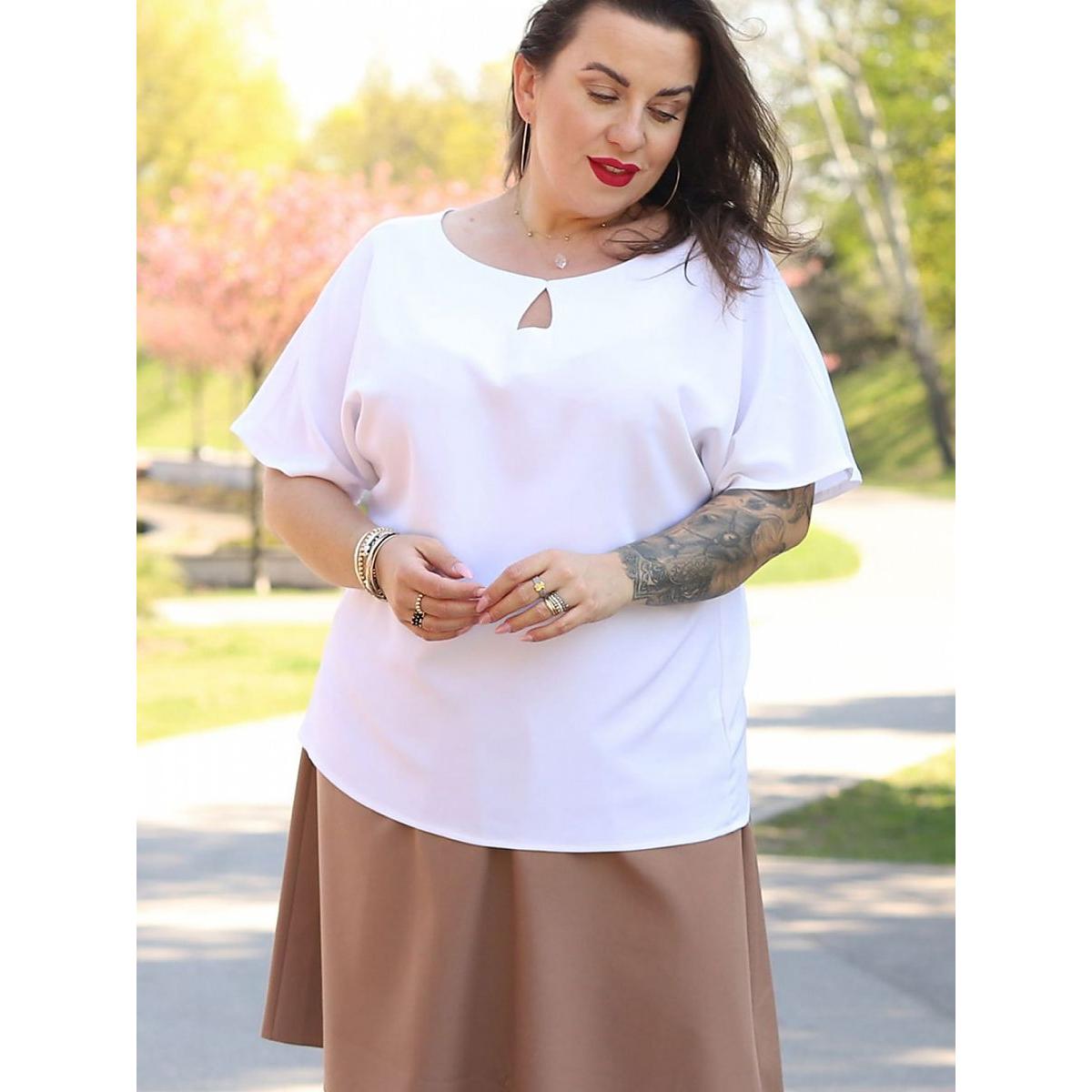 Karko, Damen, Bluse, Plus-Size Bluse, Weiss, (54, 55, 56)