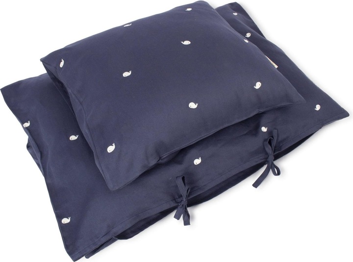 Actual product image Filibabba Baby bed linen GOTS (70x100 cm) - Embroidered Christian the Whale - Midnight (70 x 100 cm, 40 x 45 cm)