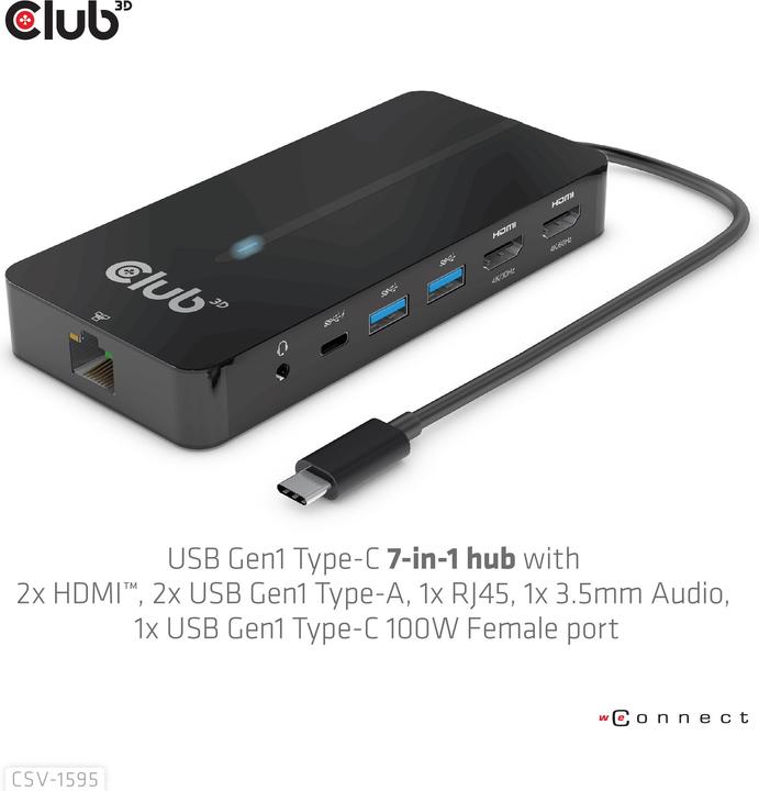 Produktbild Club 3D CSV-1595 (USB-C, 7 Ports)
