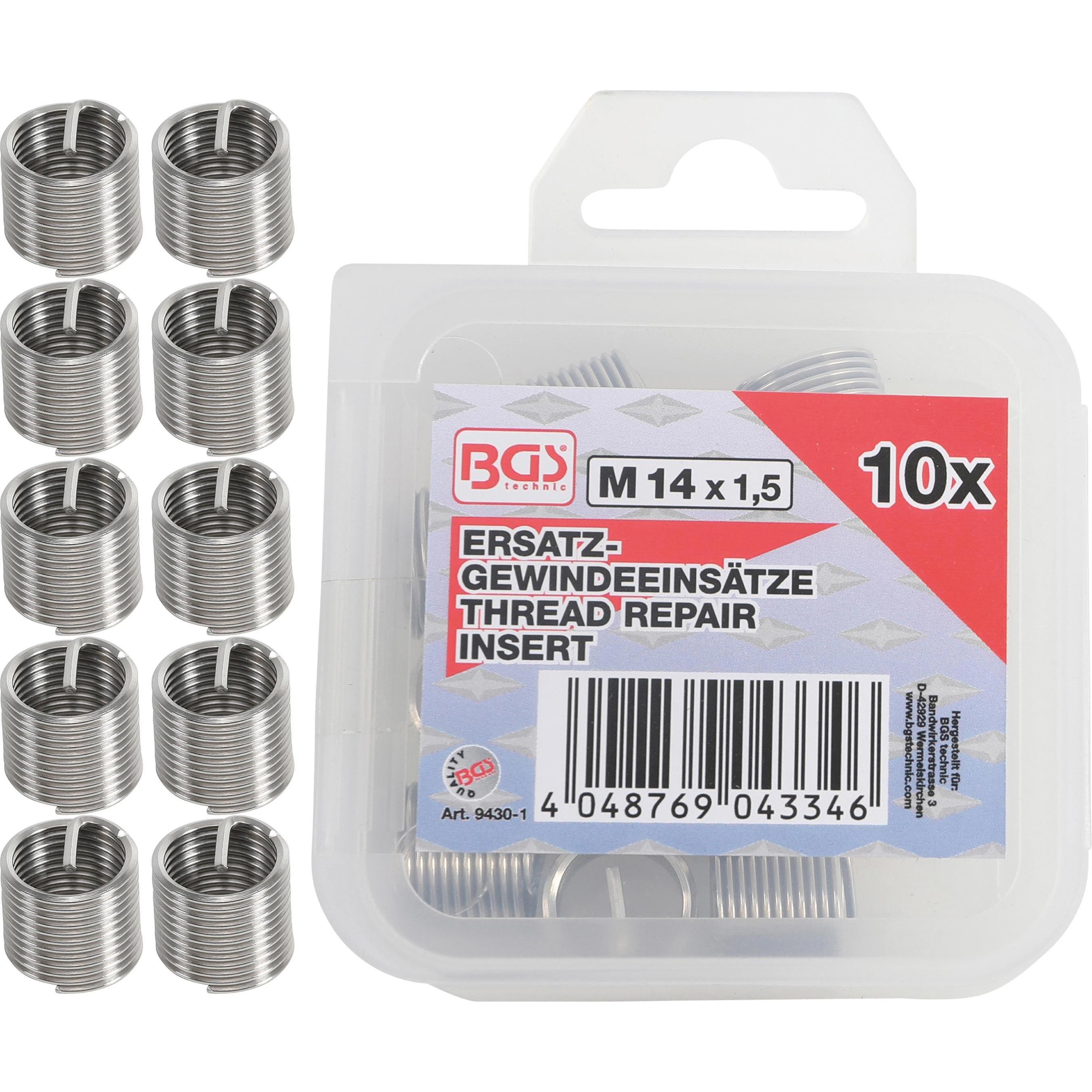 Thumbnail - BGS, Gewindeschneider + Gewindebohrer, Ersatz-Gewindeeinsätze M14 x 1,5 mm 10-tlg.