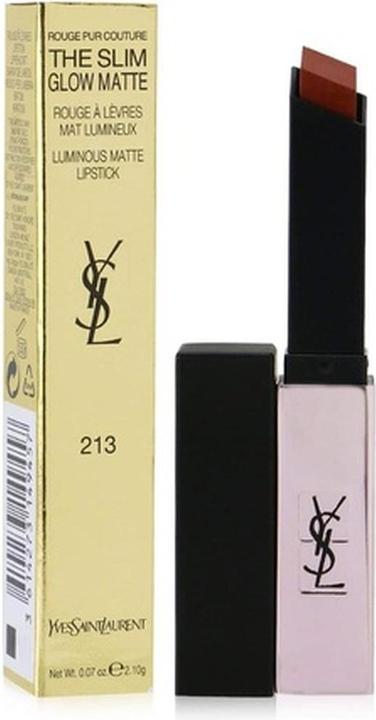 Actual product image Yves Saint Laurent Rouge Pur Couture The Slim Glow Matte No Taboo Chili 213 (Dark red)