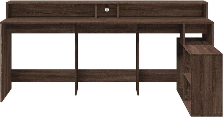 Actual product image vidaXL LED desk Computer desk Work desk Office desk Brown oak look (200 x 104 x 91 cm)