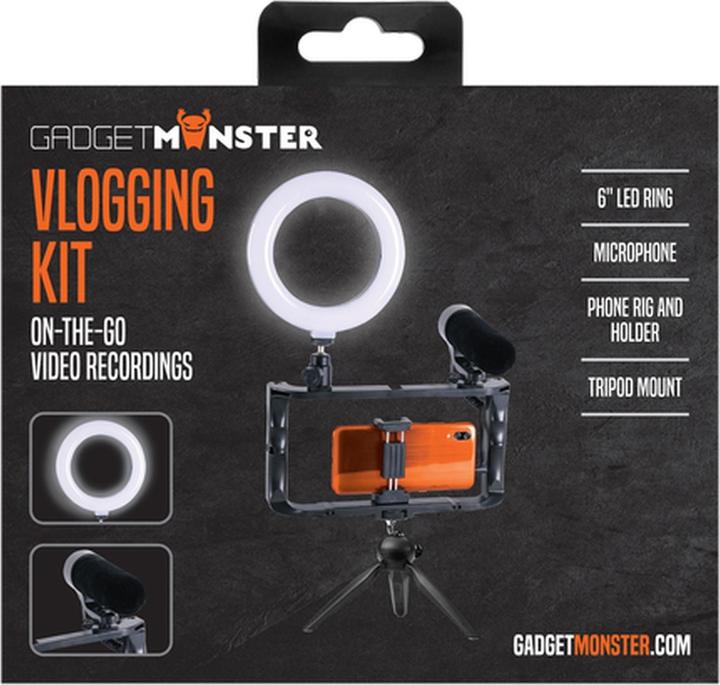 Produktbild Gadget Monster Vlogging Kit, LED-Stativ und Mikrofon (Ringlicht)
