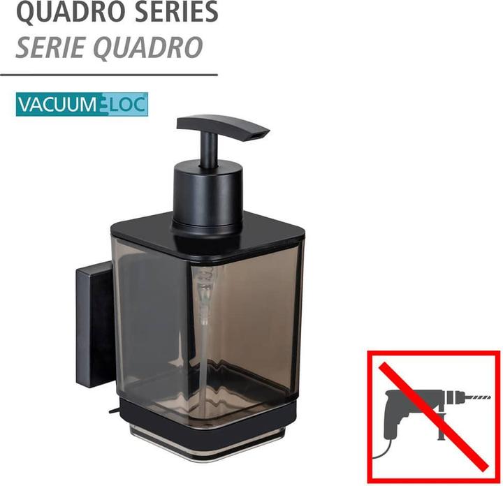 Image du produit Wenko Distributeur de savon Vacuum-Loc® Mod. Quadro Noir Fixer sans percer
