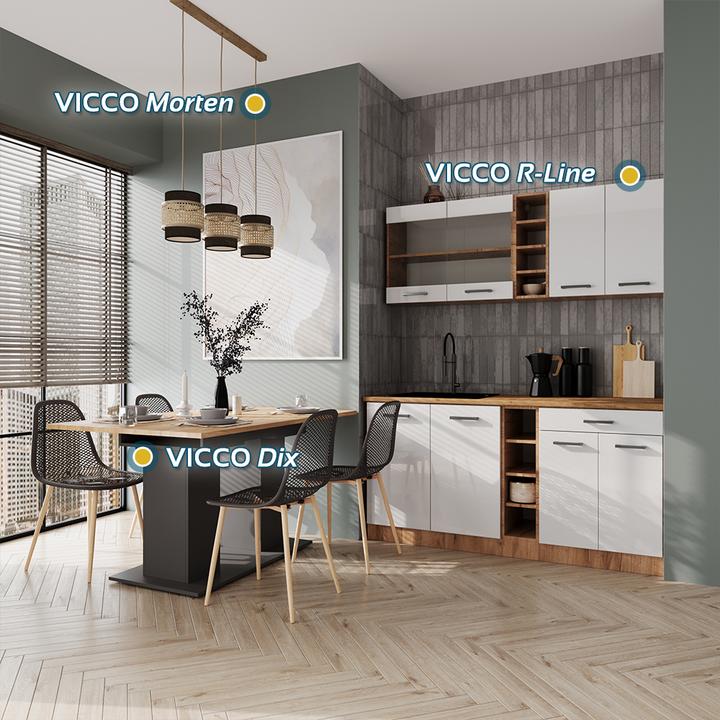 Actual product image Vicco 3-piece pendant light Morten, Rattan/black, 70 x 120 cm (E27)