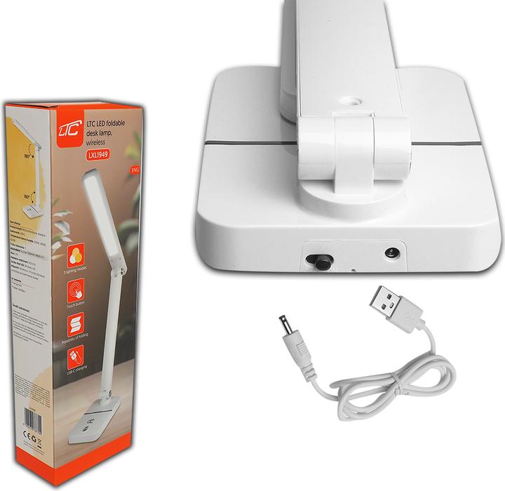 Produktbild Lasmex LED-Schreibtischlampe 3W, 3000/4500/6000K, einstellbar, 1200mAh, weiss, LTC
