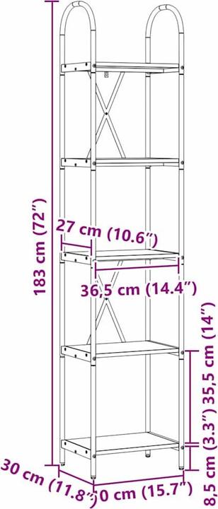 Actual product image vidaXL Moderne Bücherregale (30 x 40 x 183 cm)