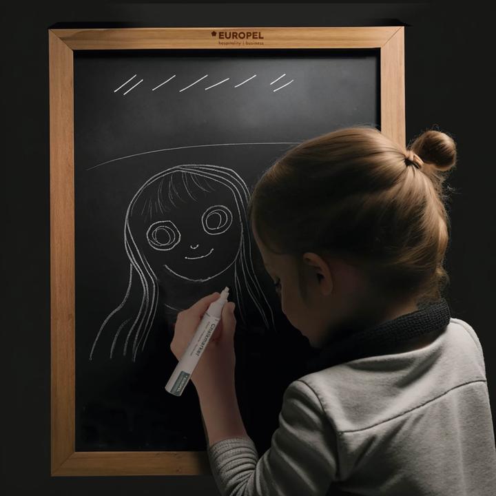 Image du produit Europel Tableau à craies avec cadre en bois, 500 x 700 mm, naturel (Tableau noir, 50 x 70 cm)