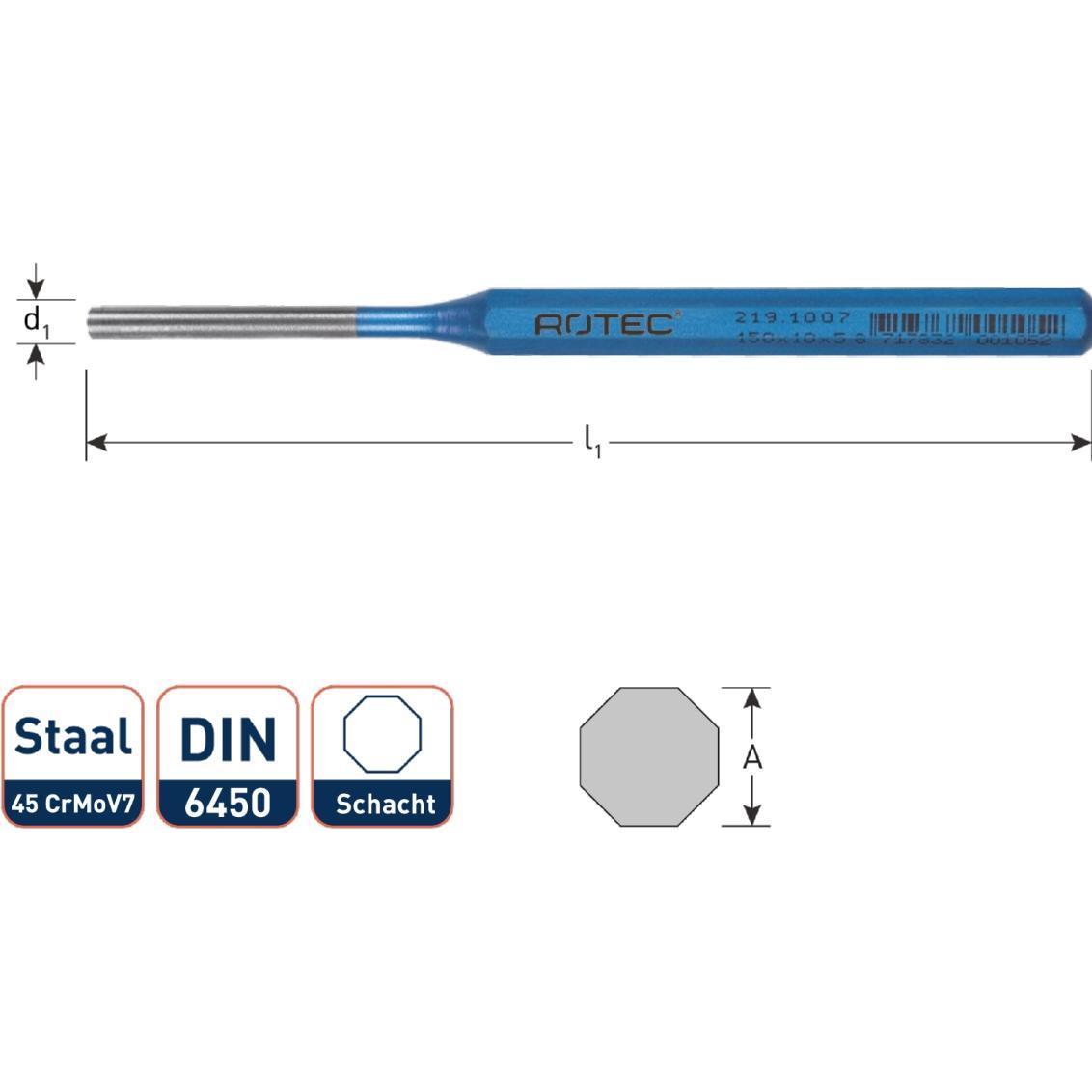 Rotec, Scalpello, 11.164.0400 111640400 ATHLET Stanzwerkzeug, 150x10, ø4