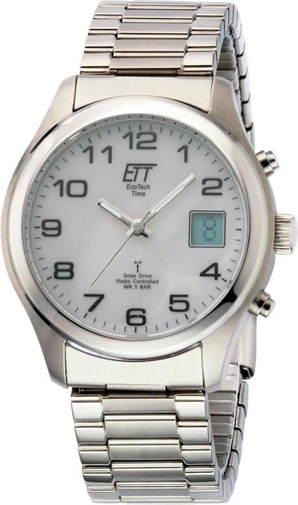 Conrad Components Eco Tech Time Solar Funk Herrenuhr (Analoguhr, Digitaluhr, Funkuhr, Schrittzähler, 39 mm)