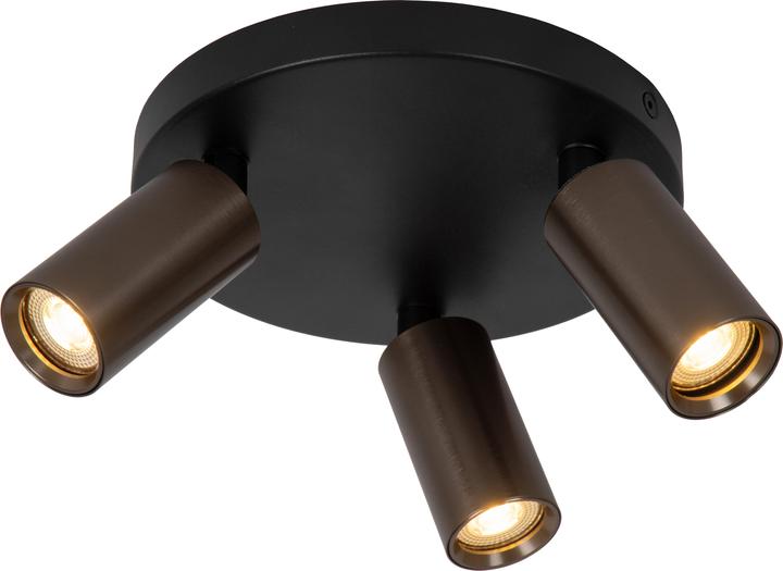 Produktbild Lucide RITMO - Plafondspot - Ã˜ 18 cm - 3xGU10 (MR11) - Koffie (GU10)