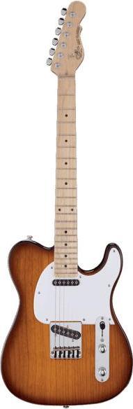 Actual product image G&L GL Guitars electric guitar ASAT Classic Tribute Tobacco Sunburst with cable (Electric guitar, Swamp ash, Maple, Nickel, Chromed, Plastic)