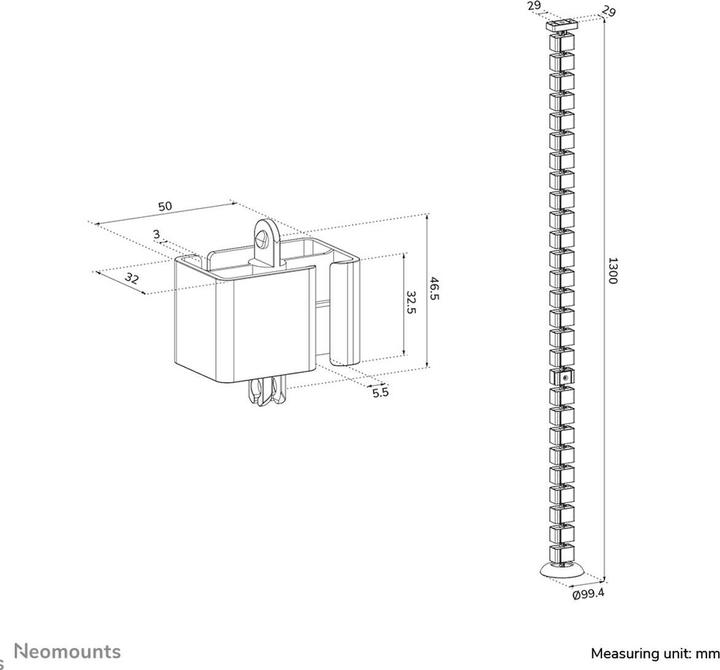 Produktbild Neomounts Kabelkanal flexibel schwarz/magnetische Befestigung (Kabelschlauch, 9.94 cm)