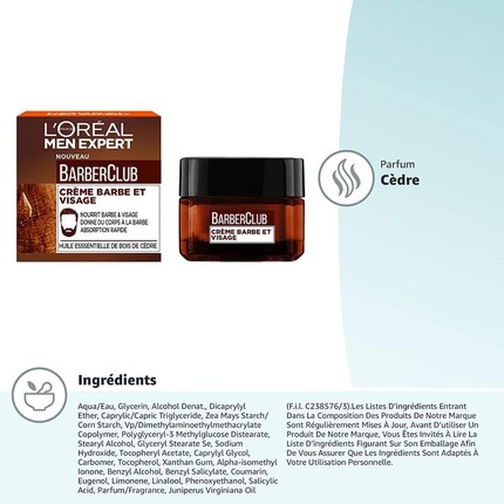 Immagine prodotto L'Oréal Paris Crema nutriente per barba e viso (50 ml)