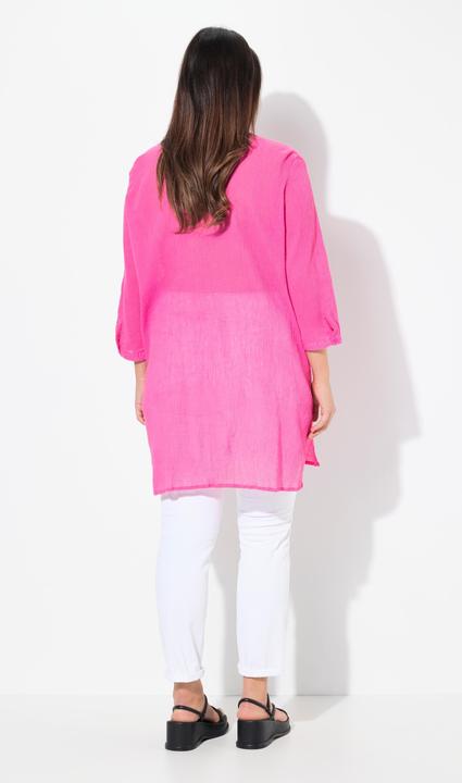 Produktbild Ulla Popken Longbluse, Krepp, Stehkragen, V-Ausschnitt, 3/4-Arm (50, 52)
