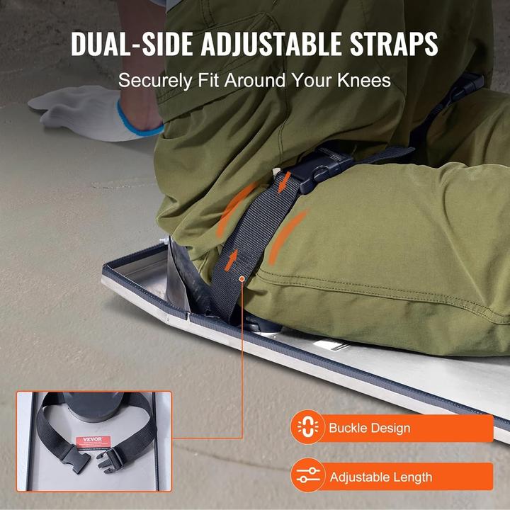 Actual product image Vevor Concrete Knee Boards 30 x 8 Inches Stainless Steel Concrete Gliders