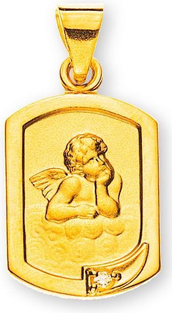 Image du produit Wassner Pendentif ange en or jaune 18K avec 1 diamant (Or 750)