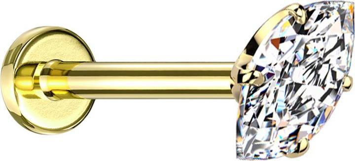 Image du produit Star Piercing Micro Threadless Labret vergoldet mit Oval Kristall silber gefasst (sans laiton, Titane)