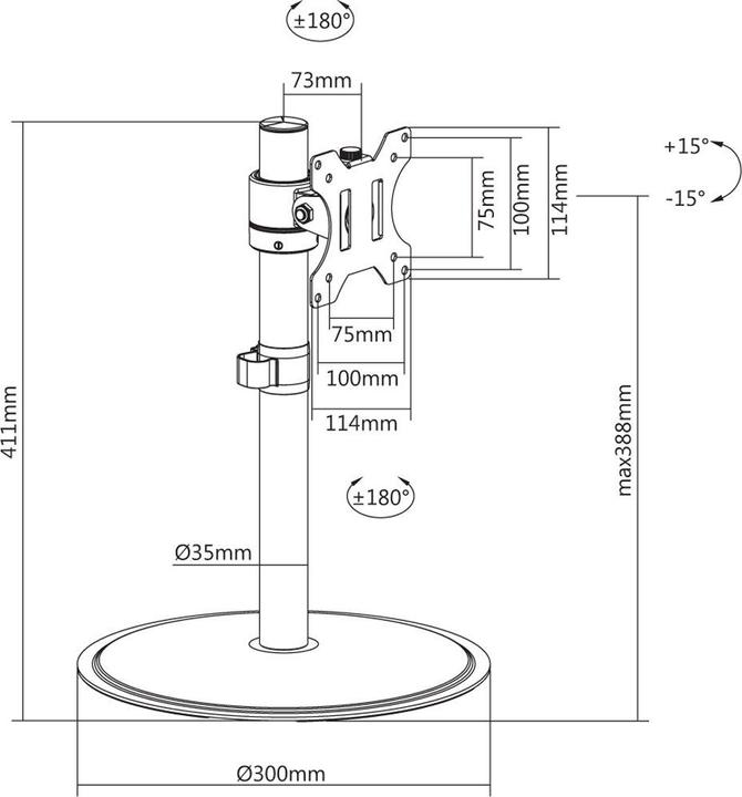 Produktbild Techly ICA-LCD 401 - Freistehend - 8 kg - 43,2 cm (17 Zoll) - 81,3 cm (32 Zoll) - 100 x (Tisch, 32", 8 kg)