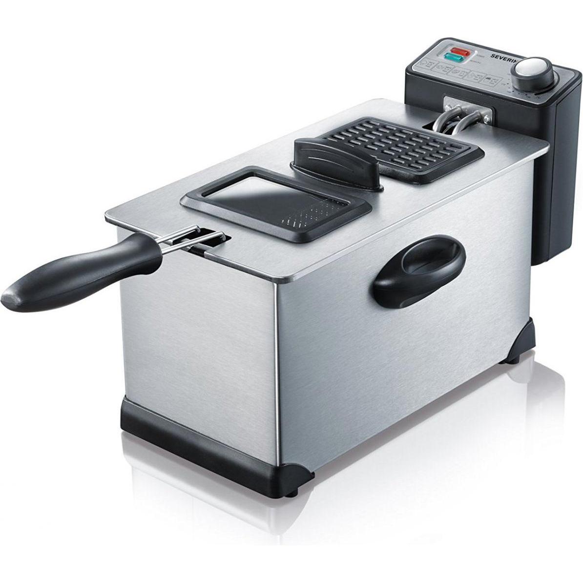 Severin FR 2431, Fritteuse, Schwarz, Silber