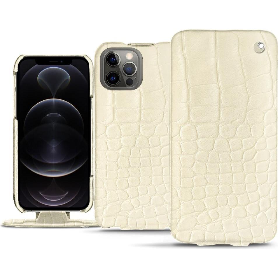 Noreve Lederschutzhülle vertikal (Apple iPhone 12 Pro), Smartphone Hülle, Weiss