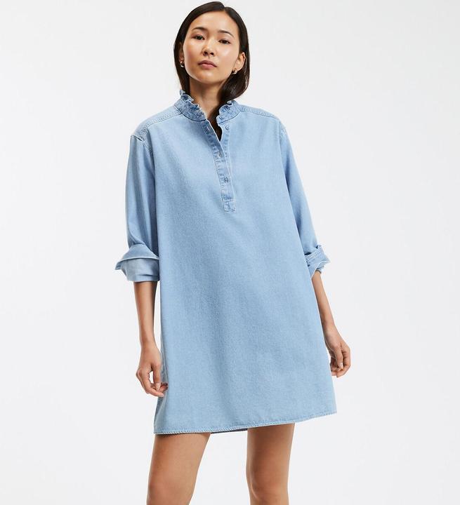 Image du produit La Redoute Collections Robe courte en jean avec col à volants (42)