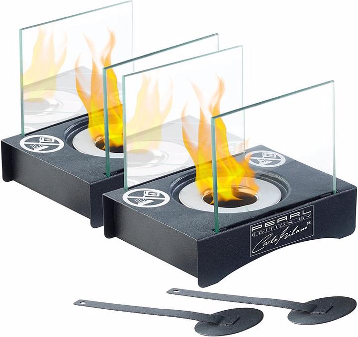 Produktbild Carlo Milano 2er-Set Mini-Dekofeuer für Bio-Ethanol (9.5 x 3 x 12 cm)