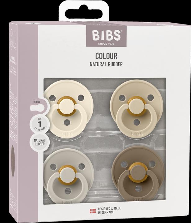Immagine prodotto Bibs Nuggi Try-it Colour Latex 0-6m 4 Pack Ivory Sand Vanilla Dark Oak (4 x, fino a 6 M.)
