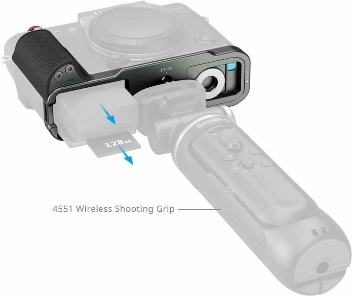 Immagine prodotto SmallRig 5665 L-Shaped Mount Plate with Silicone Handle FUJIFILM X-T30 / X-T30 II / X-T30 III (Charcoal Silv) (Gabbietta)