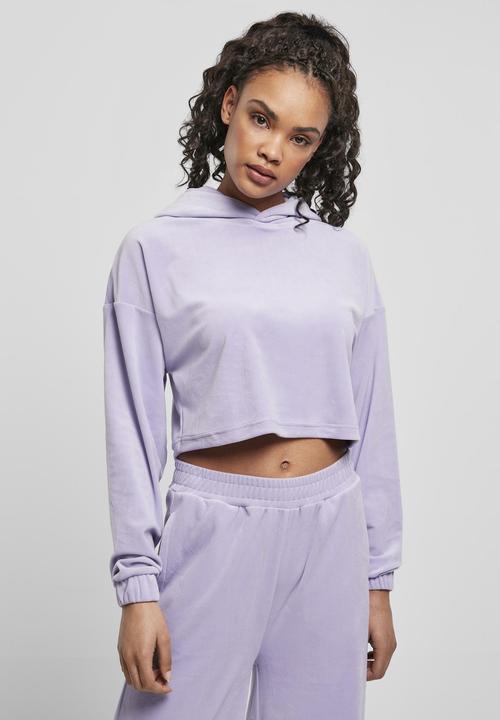 Actual product image Urban Classics Ladies Cropped Velvet Oversized Hoody (M)