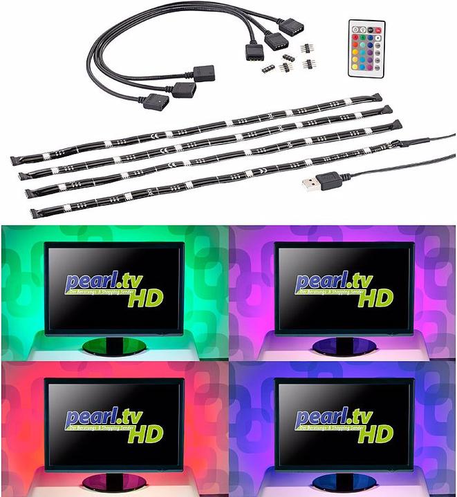 Produktbild Lunartec TV-Hintergrundbeleuchtung mit 4 RGB-Leisten (0.50 m)