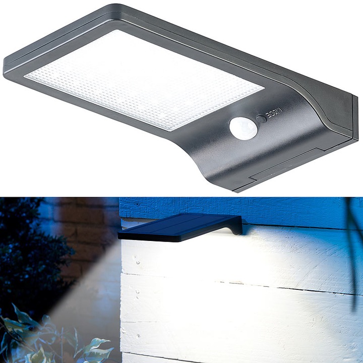Produktbild Lunartec Solar-LED-Wandleuchte mit PIR-Sensor & Nachtlicht