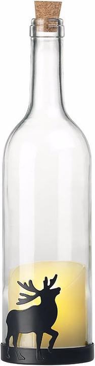 Produktbild Lunartec Deko-Glasflasche mit LED-Kerze mit Elch-Motiv (1 x)